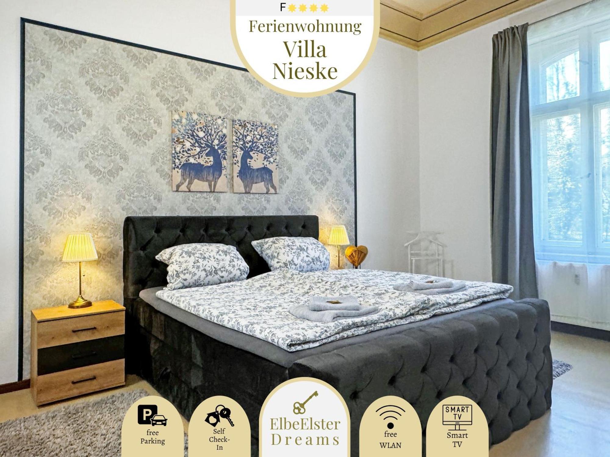 Ferienwohnung Villa Nieske - Jugendstil Denkmal, Free Wlan & Parken, Self Check-In, Smart-Tv Herzberg  Luaran gambar